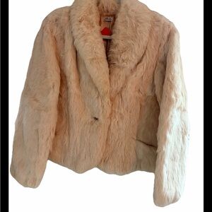 100% Rabbit Fur Women’s Size Medium Jacket Button Satin Lined